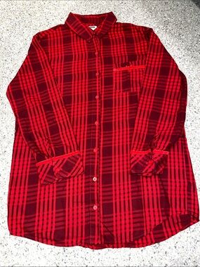 PINK Victoria's Secret Red Plaid Button-Down Shirt